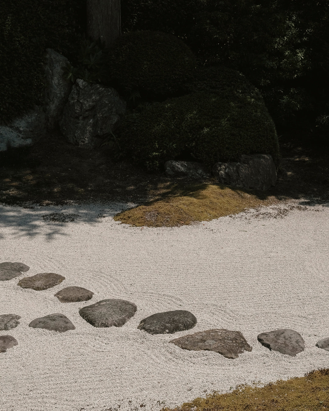 Calming Karesansui zen garden in Kamakura. Mindfulness and meditation practices to support mindful living practices